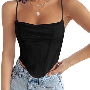 NWT- Corset top mesh elegant Black Women's Top